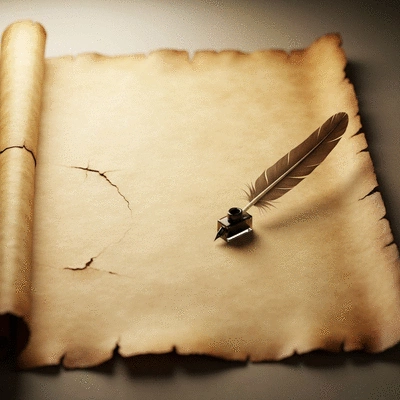 Ancient parchment with quill, symbolizing historical documentation and faith's journey