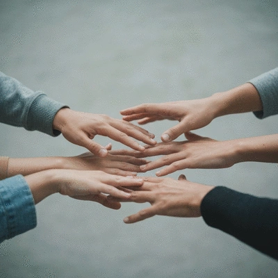 Hands reaching out to help each other, symbolizing rights and responsibilities, common good, and solidarity