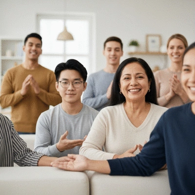 Diverse group of people of various ages and backgrounds supporting each other in a faith-based community setting, illustrating mental health support. no text, no words, no typography, no labels, clean image